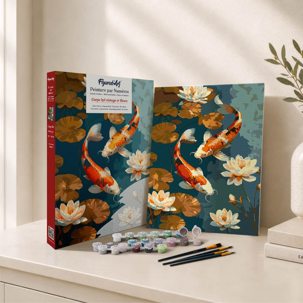 Paint by Numbers Gift Box - Vintage Koi Carp and Flowers