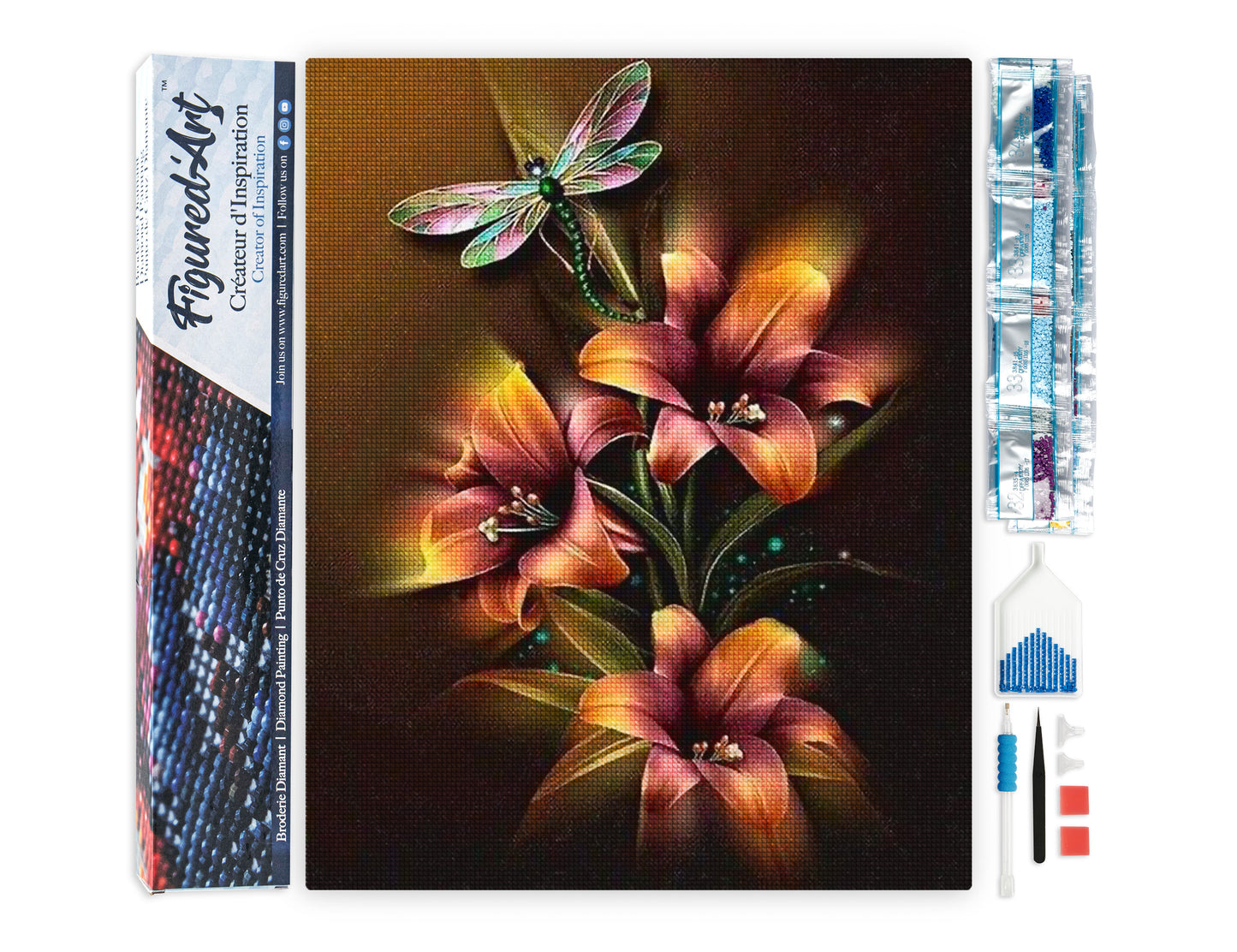 Diamond Painting - Lily and Dragonfly
