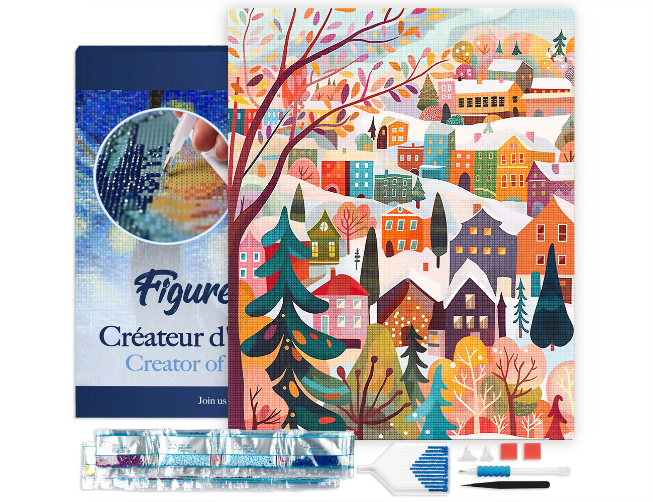 Diamond Painting Framed - Colorful Winter Village