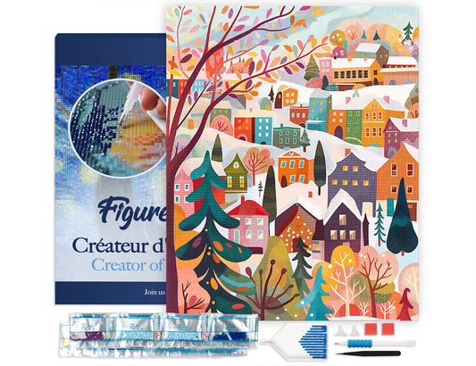 Diamond Painting Framed - Colorful Winter Village