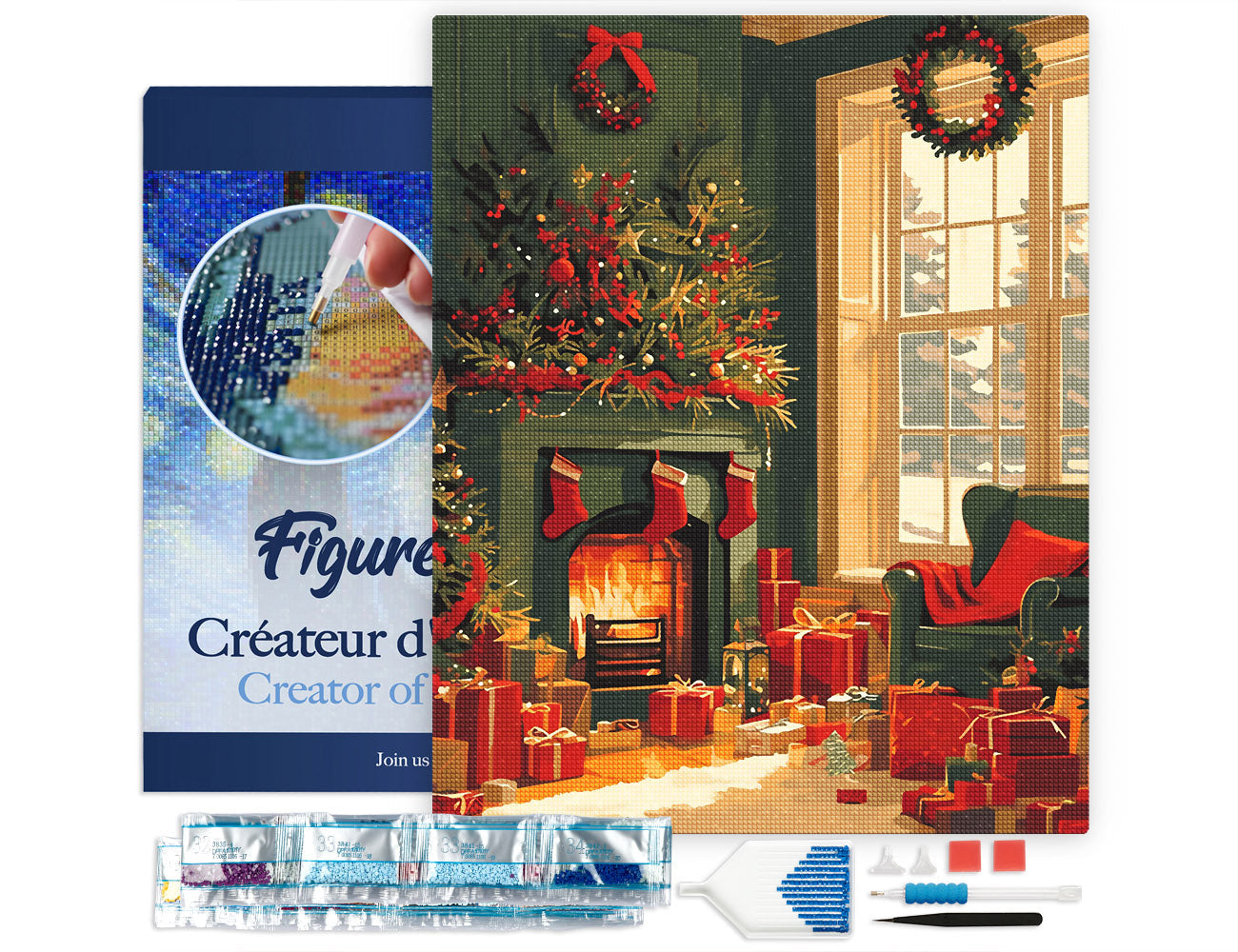 Diamond Painting Framed - Festive Fireplace Scene