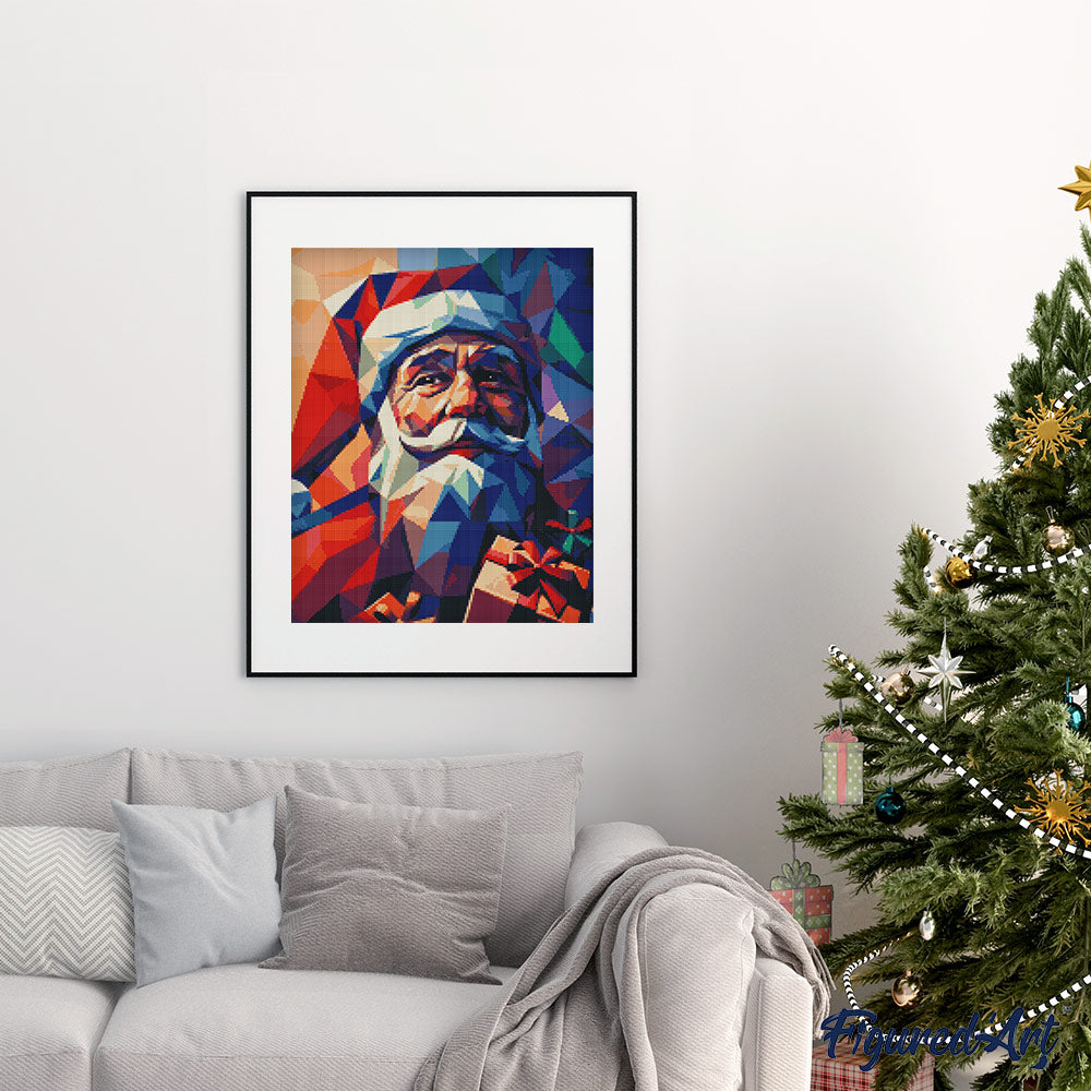 Diamond Painting Framed - Polygon Santa