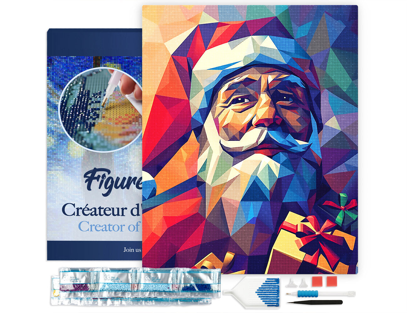 Diamond Painting Framed - Polygon Santa
