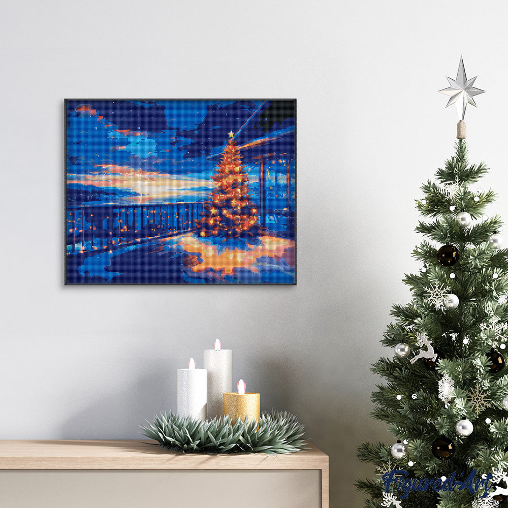 Diamond Painting Framed - Twinkling Christmas Terrace