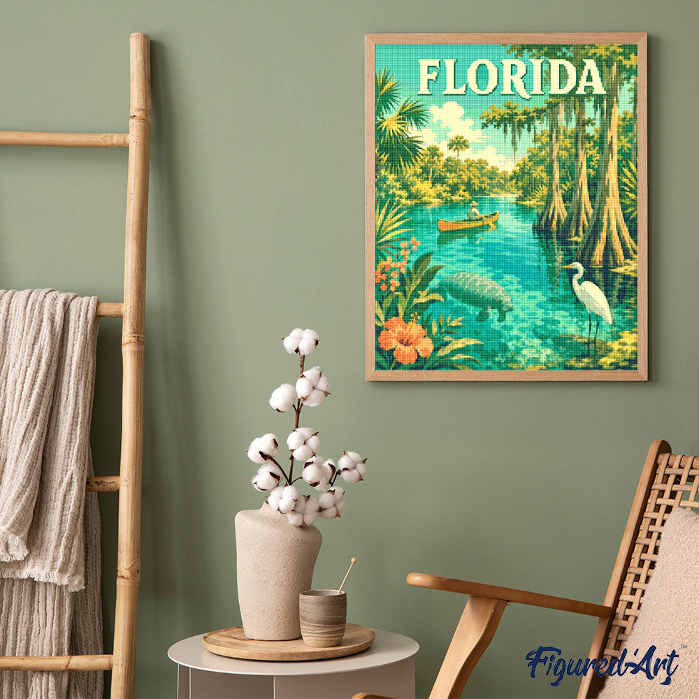 Diamond Painting framed - Florida Wildlife Vintage Poster