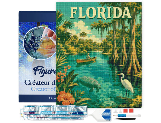 Diamond Painting framed - Florida Wildlife Vintage Poster FiguredArt