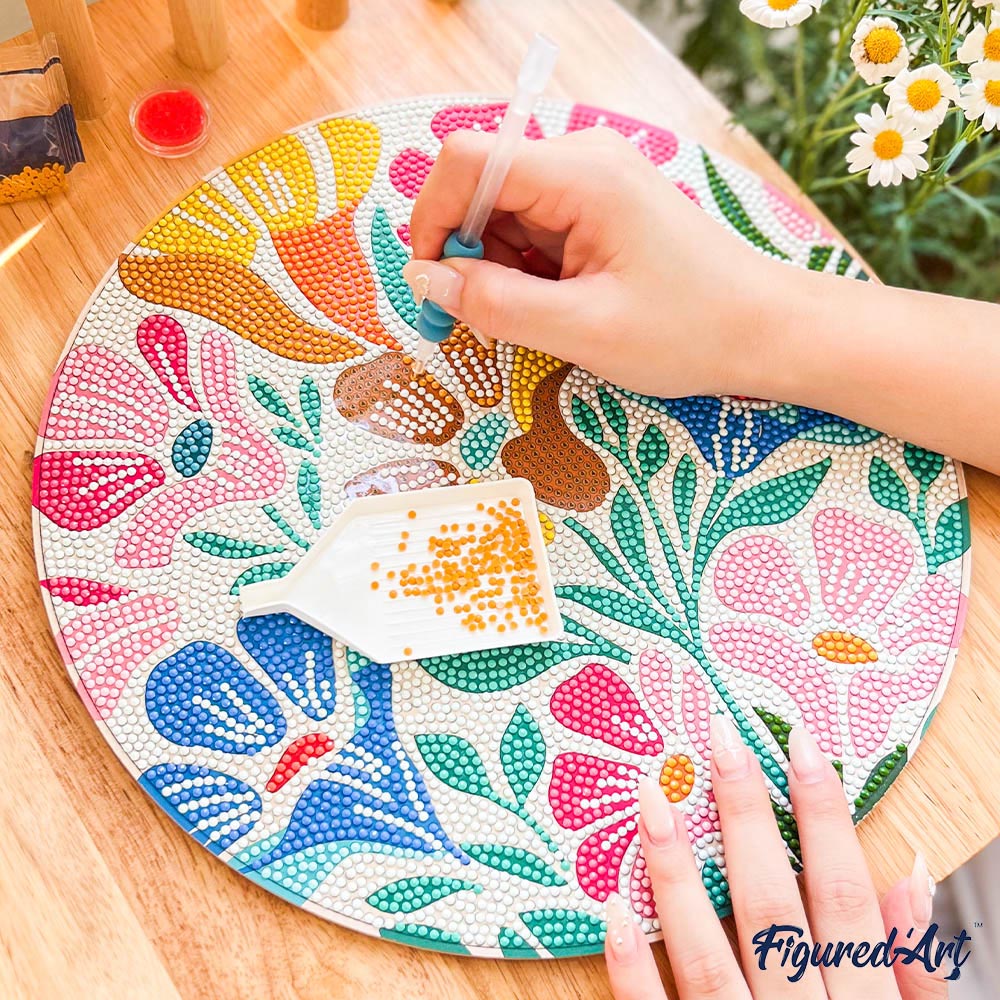 Diamond Painting on Wood Slice - Provence Spring