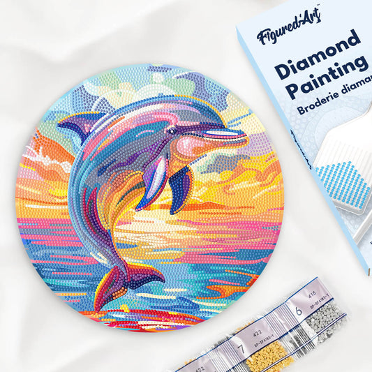 Diamond Painting on Wood Slice - Dolphin FiguredArt