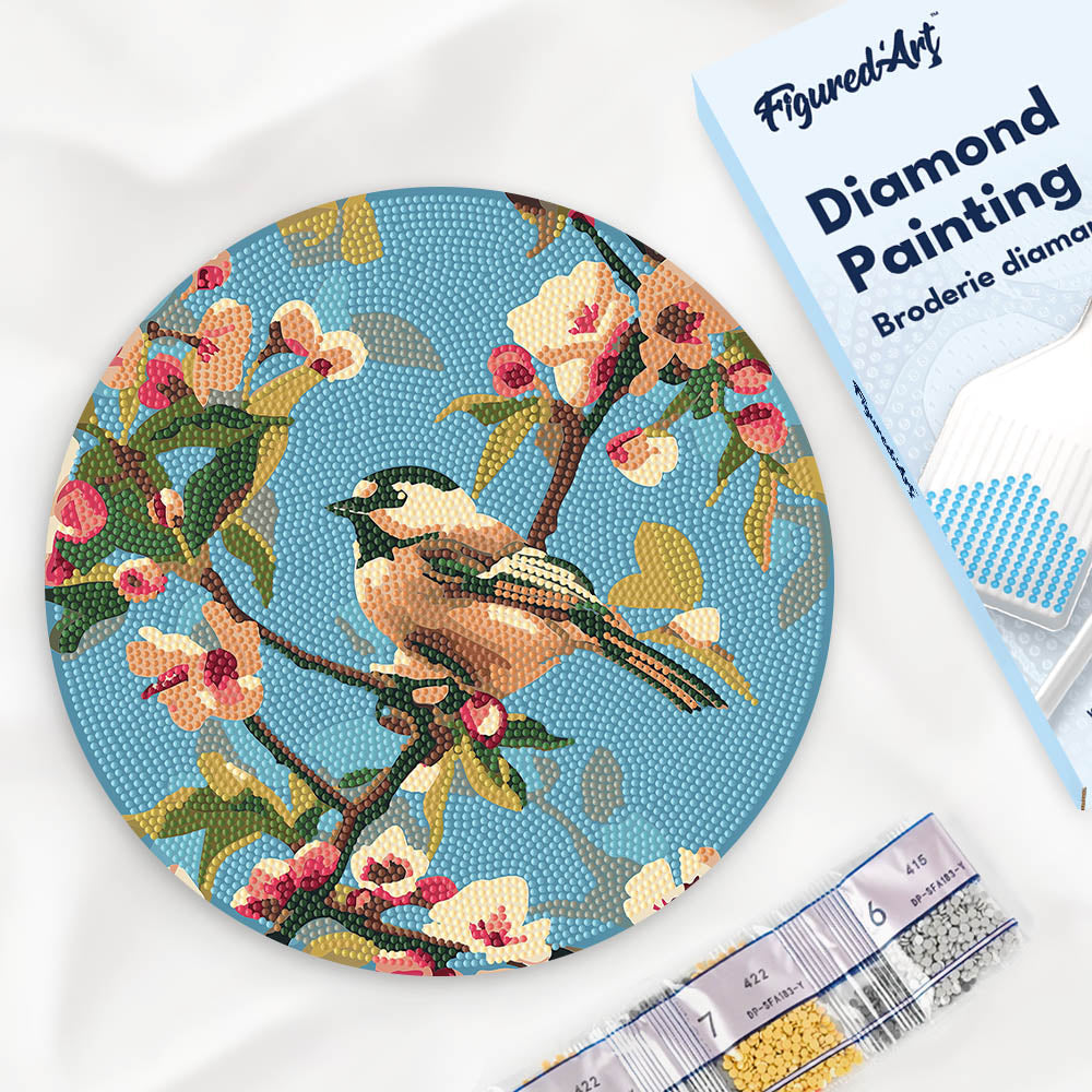 Diamond Painting on Wood Slice - Bird on Branch FiguredArt
