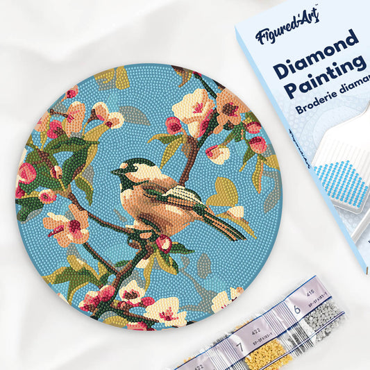Diamond Painting on Wood Slice - Bird on Branch FiguredArt
