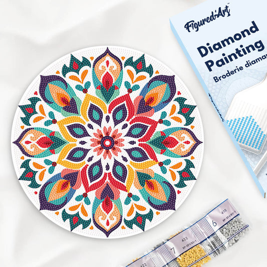 Diamond Painting on Wood Slice - Floral Mandala FiguredArt
