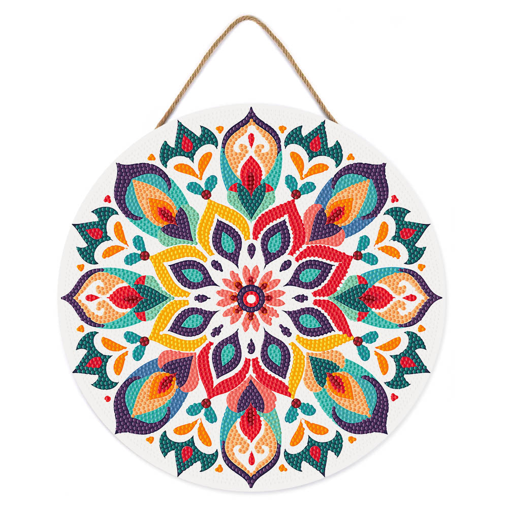 Diamond Painting on Wood Slice - Floral Mandala