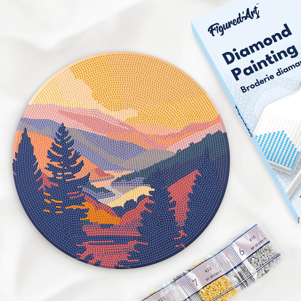 Diamond Painting on Wood Slice - Autumn Valley FiguredArt