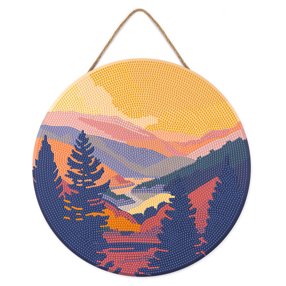 Diamond Painting on Wood Slice - Autumn Valley