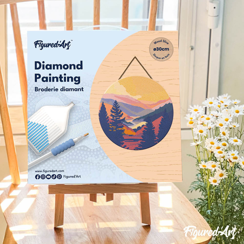 Diamond Painting on Wood Slice - Autumn Valley