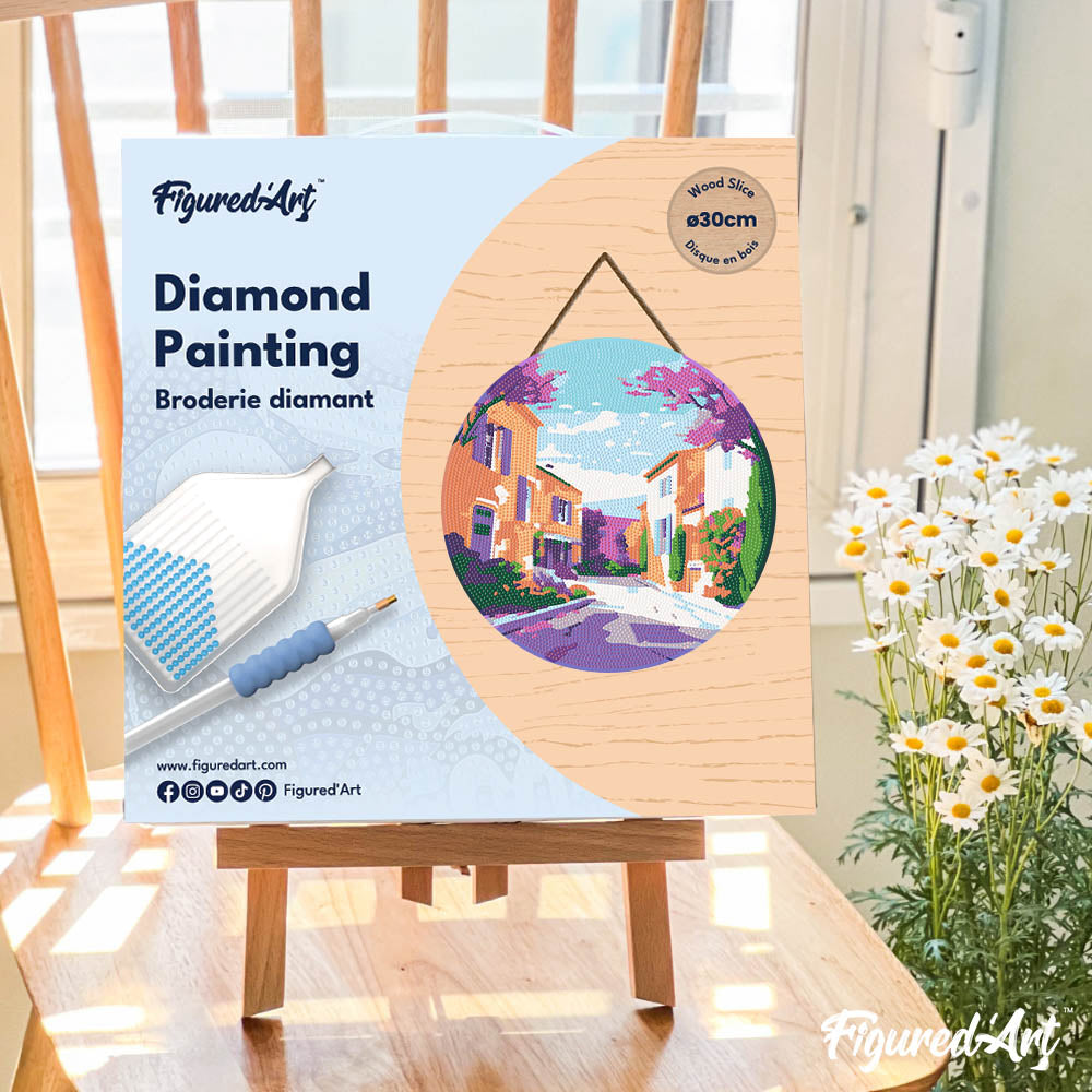Diamond Painting on Wood Slice - Provence Spring