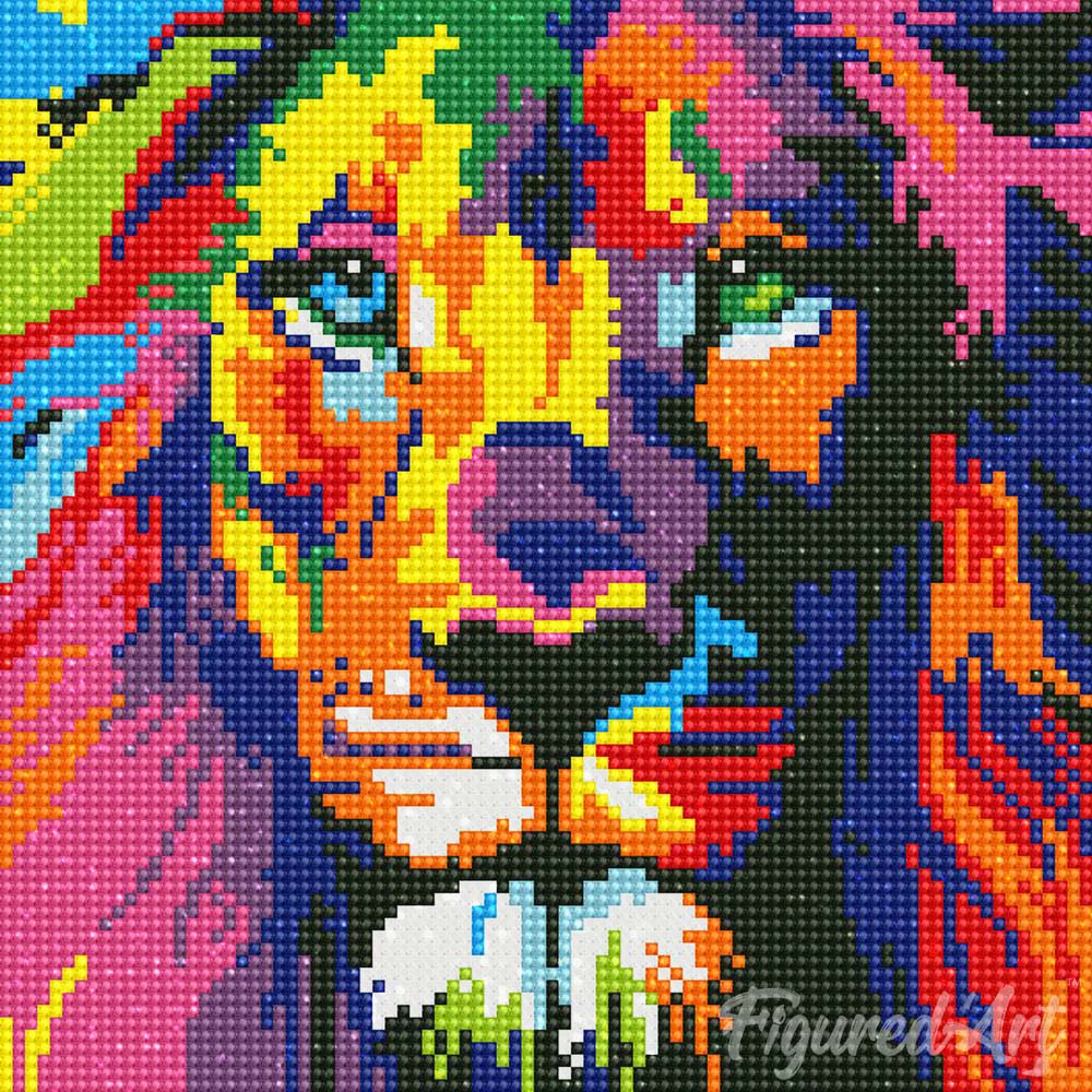 Mini Diamond Painting 10"x10" rolled - Lion Pop Art