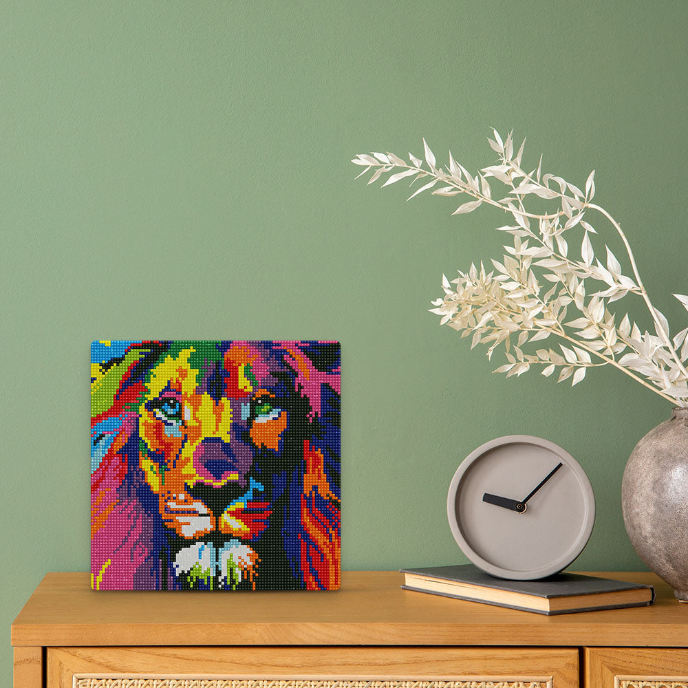 Mini Diamond Painting 10"x10" framed - Lion Pop Art