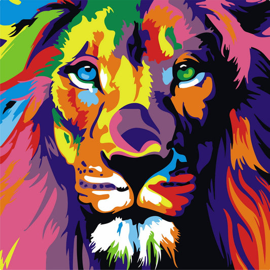 Mini Diamond Painting 10"x10" rolled - Lion Pop Art