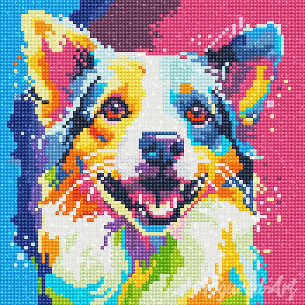 Mini Diamond Painting 10"x10" rolled - Dog Abstract Pop Art
