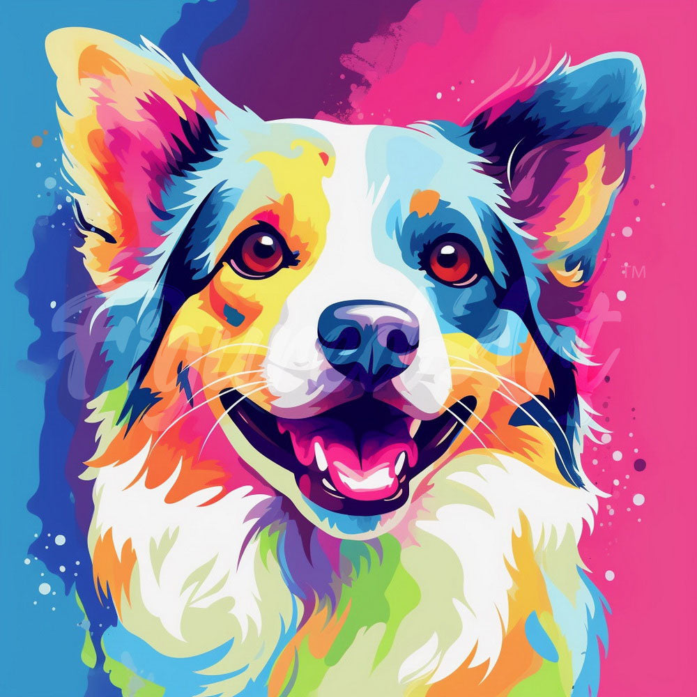 Mini Diamond Painting 10"x10" rolled - Dog Abstract Pop Art