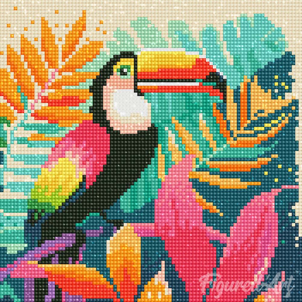 Mini Diamond Painting 10"x10" framed - Tropical Toucan