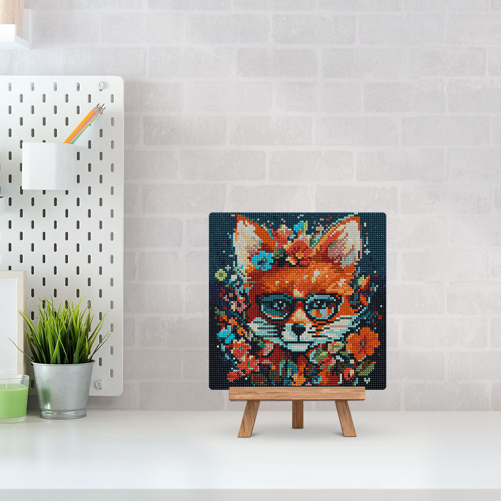 Mini Diamond Painting 10"x10" rolled - Fantasy fox and flowers