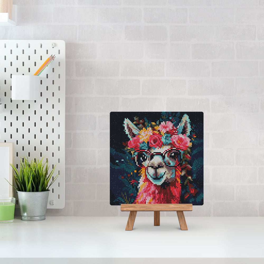 Mini Diamond Painting 10"x10" rolled - Fantasy llama and flowers