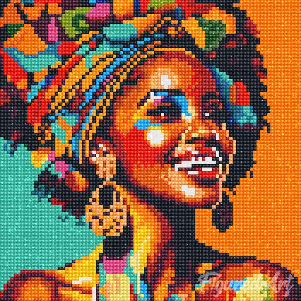 Mini Diamond Painting 10"x10" framed - African Queen Pop Art