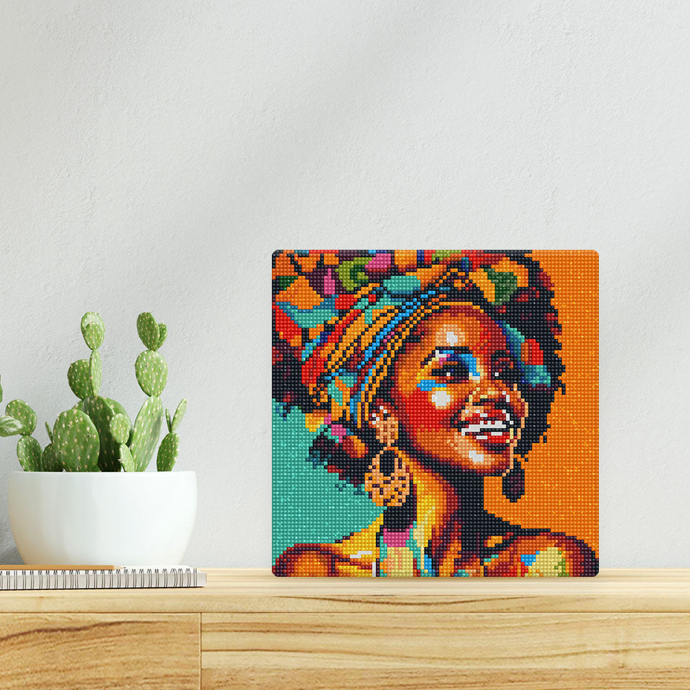 Mini Diamond Painting 10"x10" rolled - African Queen Pop Art