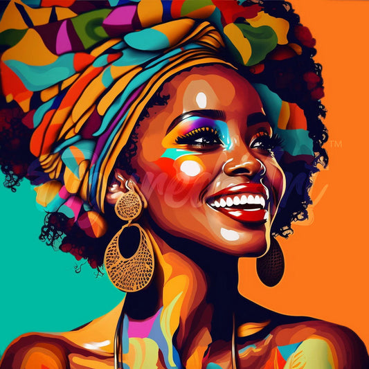 Mini Diamond Painting 10"x10" rolled - African Queen Pop Art