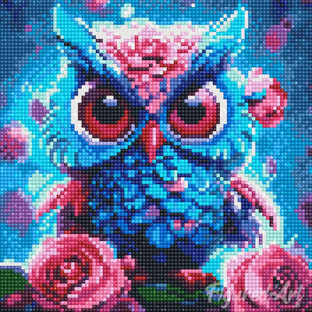Mini Diamond Painting 10"x10" framed - Little Blue Owl