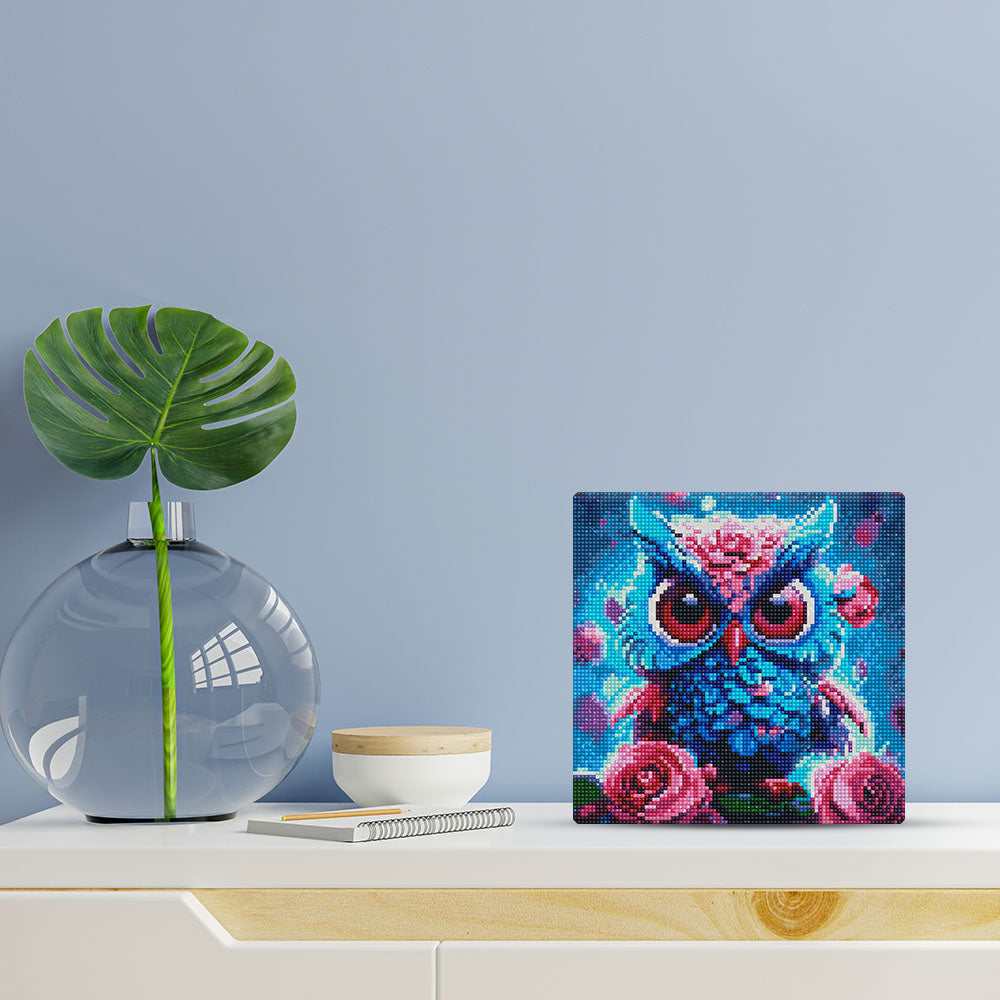 Mini Diamond Painting 10"x10" framed - Little Blue Owl