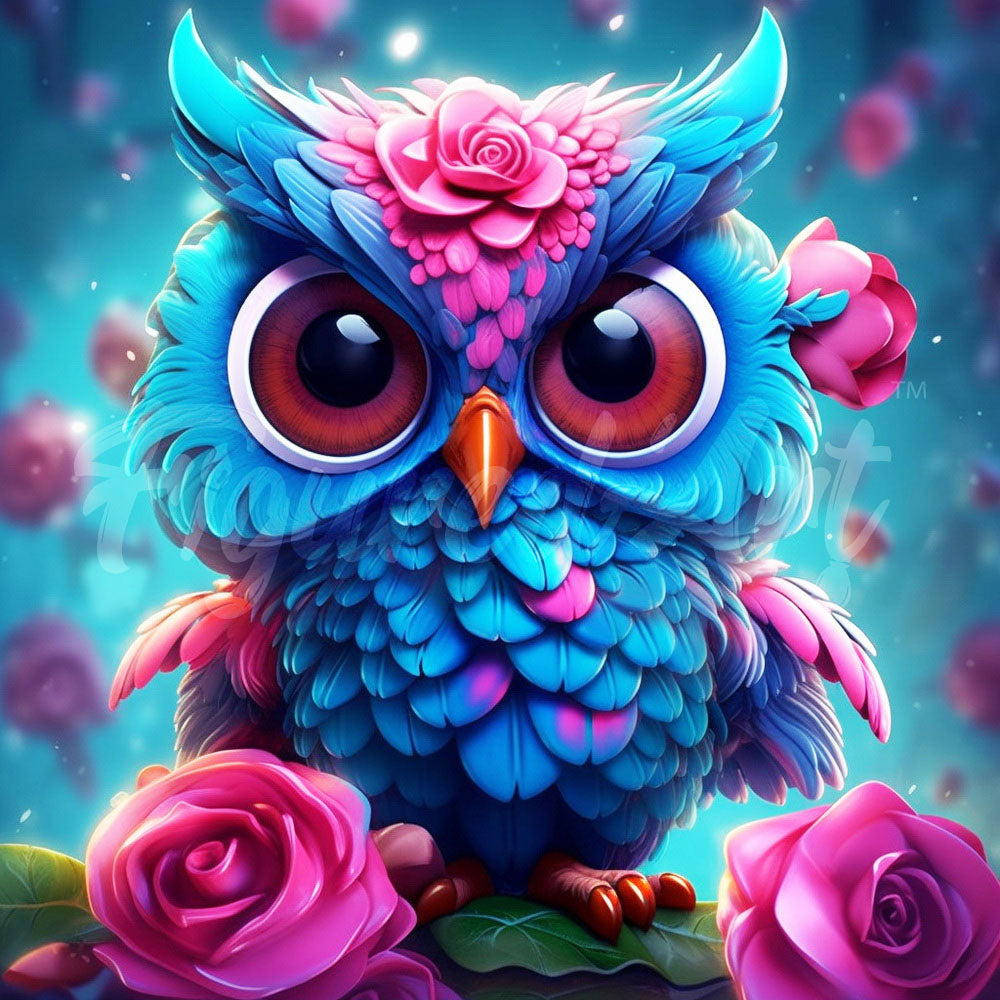 Mini Diamond Painting 10"x10" rolled - Little Blue Owl