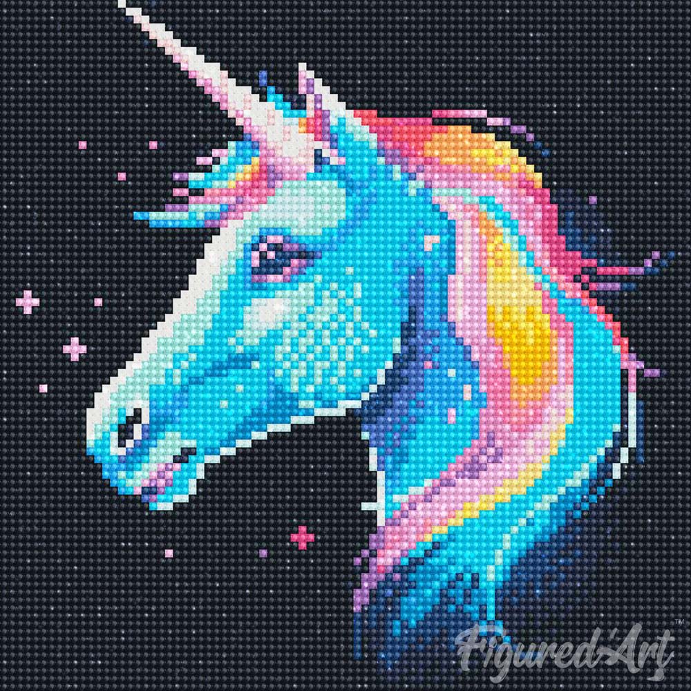 Mini Diamond Painting 10"x10" rolled - Neon Unicorn