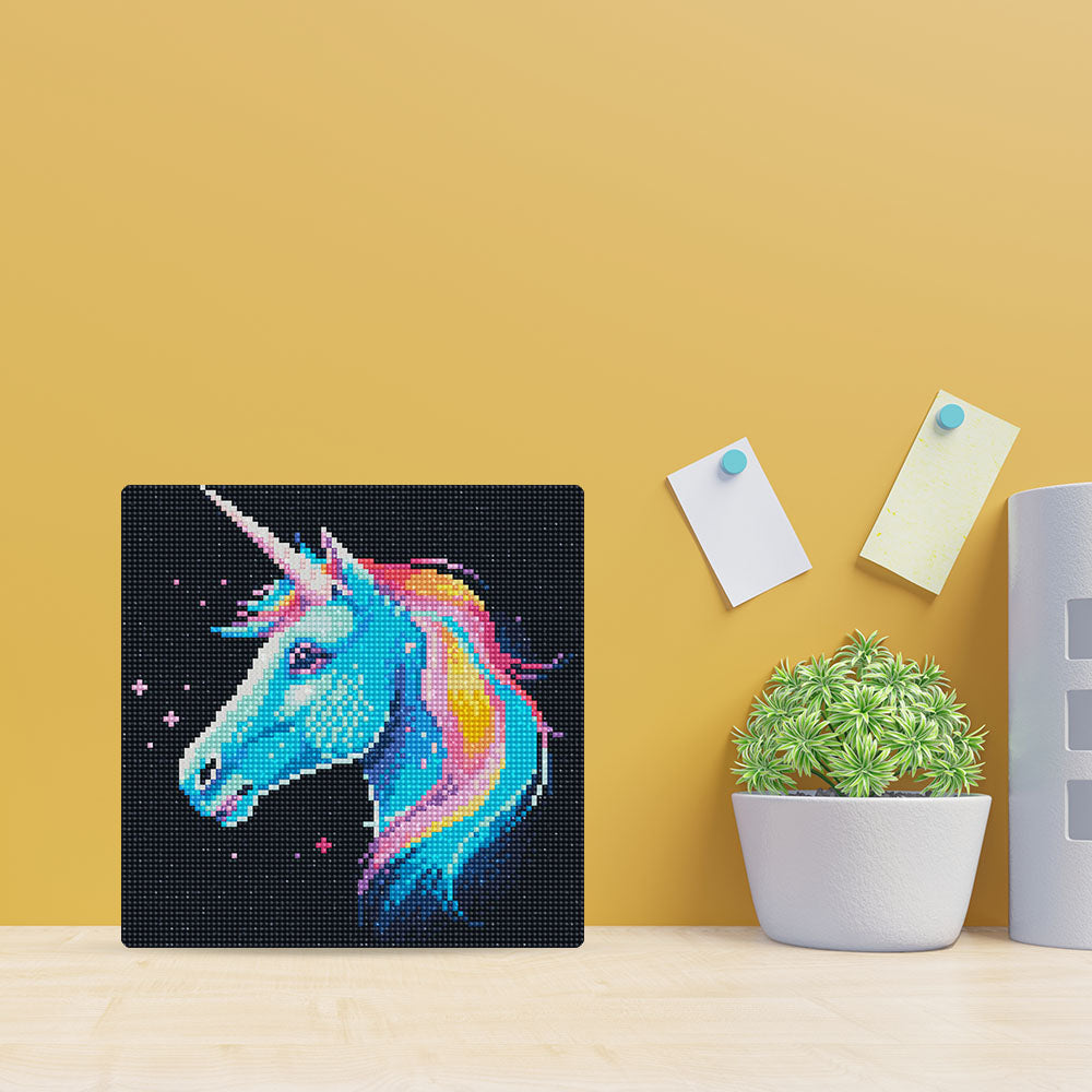 Mini Diamond Painting 10"x10" framed - Neon Unicorn