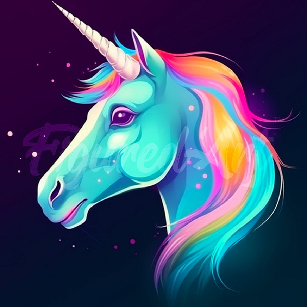 Mini Diamond Painting 10"x10" framed - Neon Unicorn