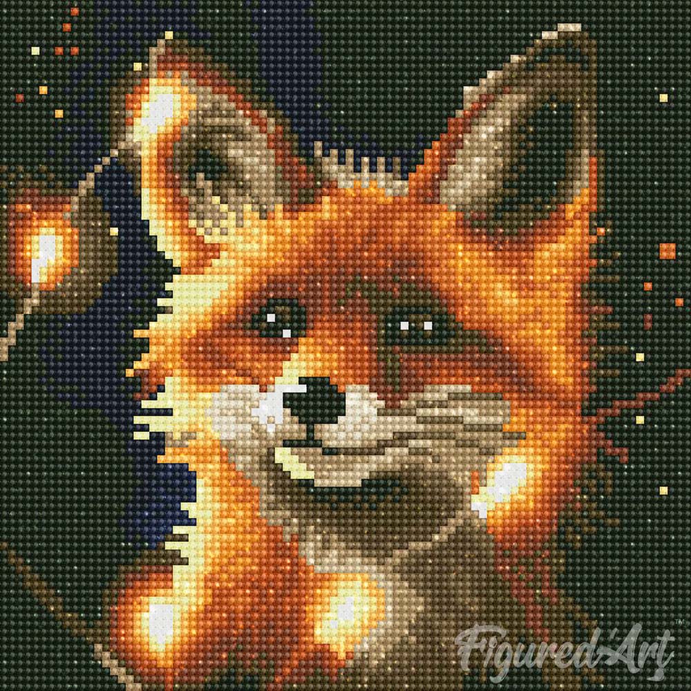 Mini Diamond Painting 10"x10" rolled - Red Fox and Light