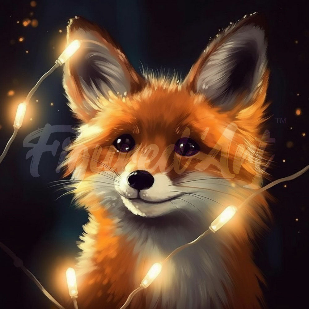 Mini Diamond Painting 10"x10" rolled - Red Fox and Light
