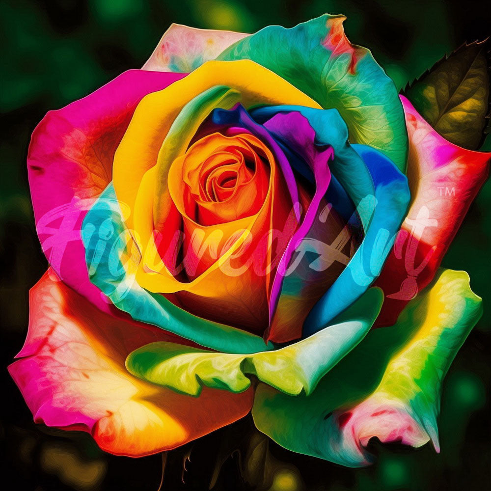 Mini Diamond Painting 10"x10" framed - Multi-Colored Rose