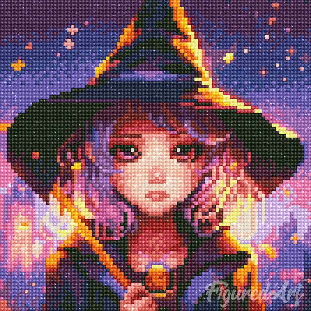 Mini Diamond Painting 10"x10" rolled - Charming Little Witch