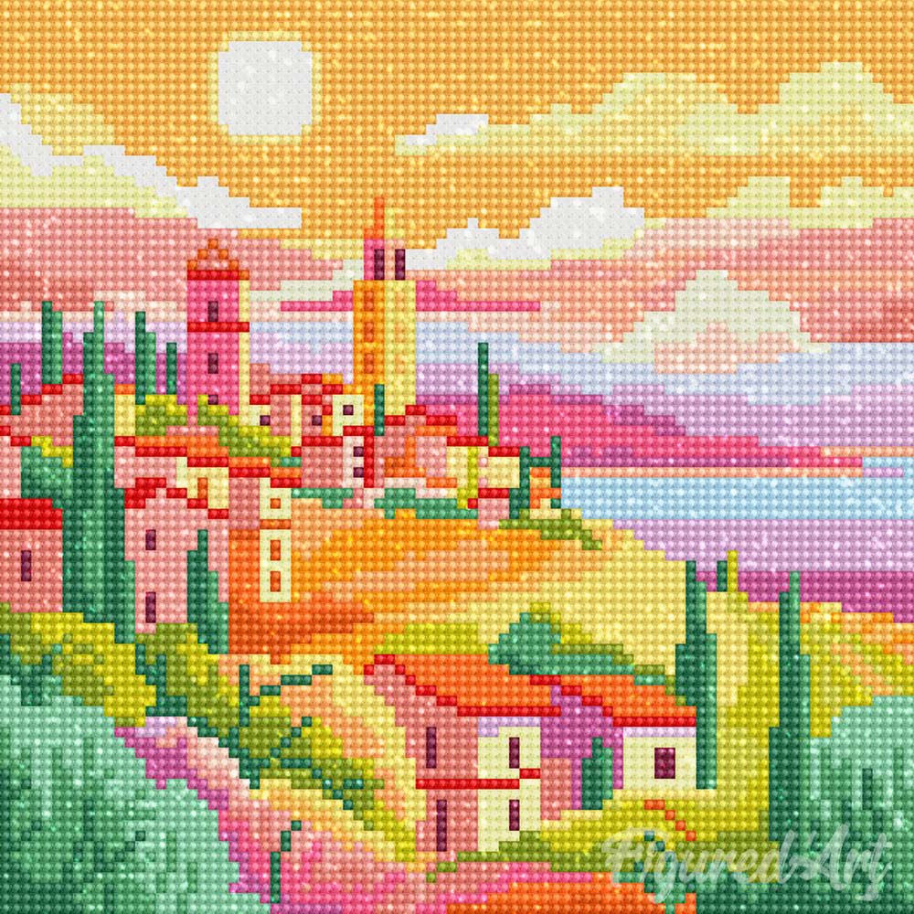 Mini Diamond Painting 10"x10" framed - Tuscan Spring