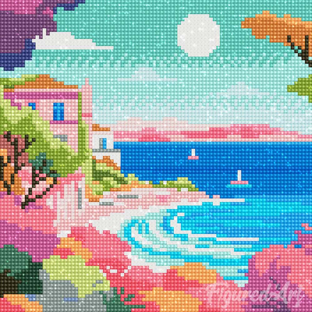 Mini Diamond Painting 10"x10" rolled - Colorful French Riviera