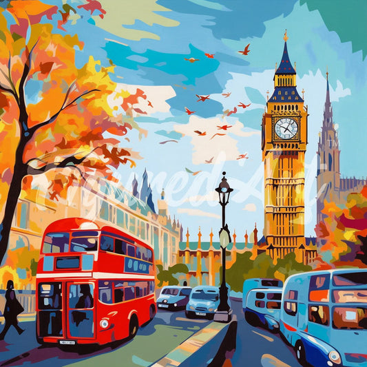 Mini Diamond Painting 10"x10" framed - Autumn in London City
