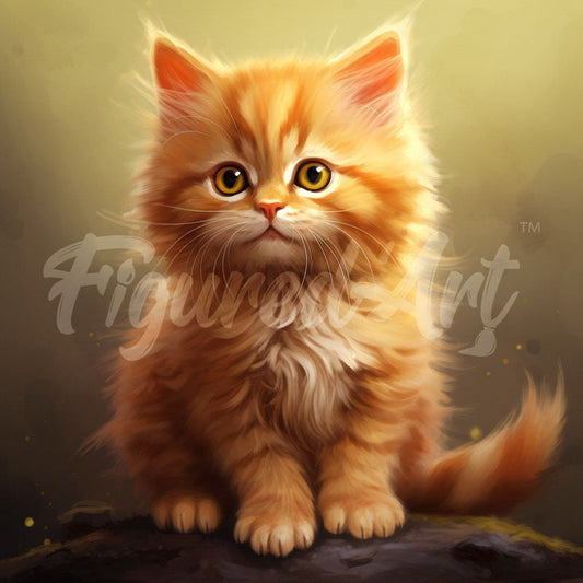 Mini Diamond Painting 10"x10" rolled - Fluffy Orange Kitten