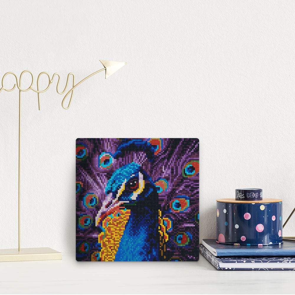 Mini Diamond Painting 10"x10" framed - Graceful Peacock