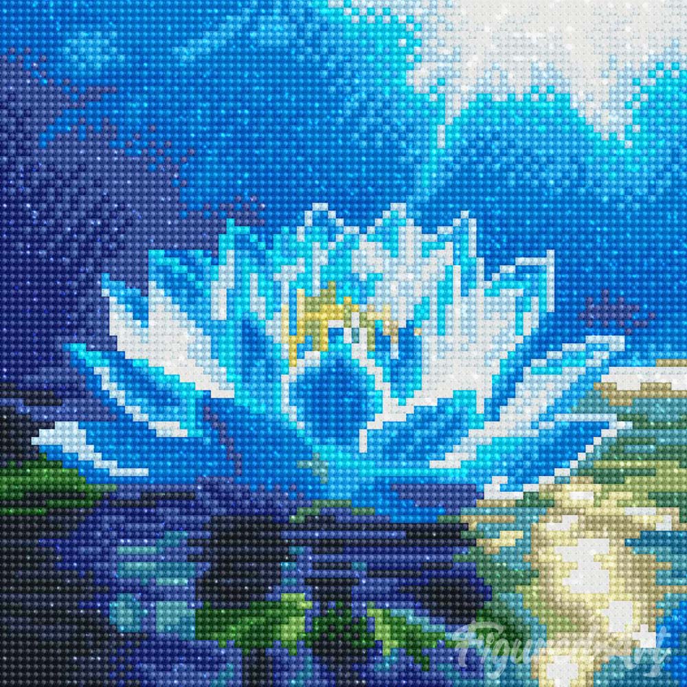 Mini Diamond Painting 10"x10" framed - Shiny White Lotus