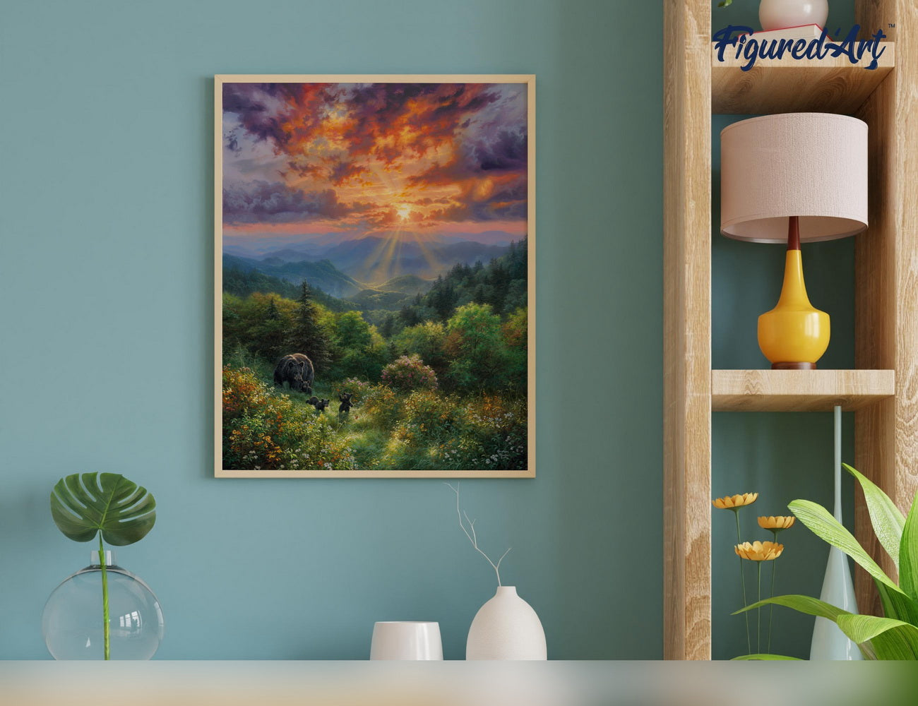 Paint by Numbers Framed - Bear and Sunset
