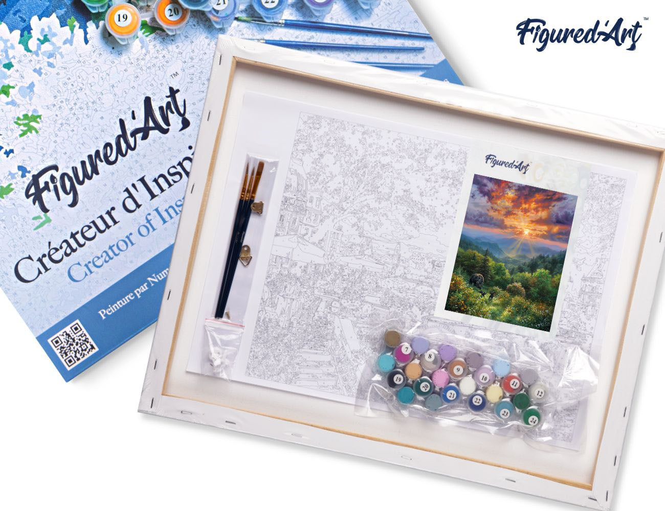 Paint by Numbers Framed - Bear and Sunset