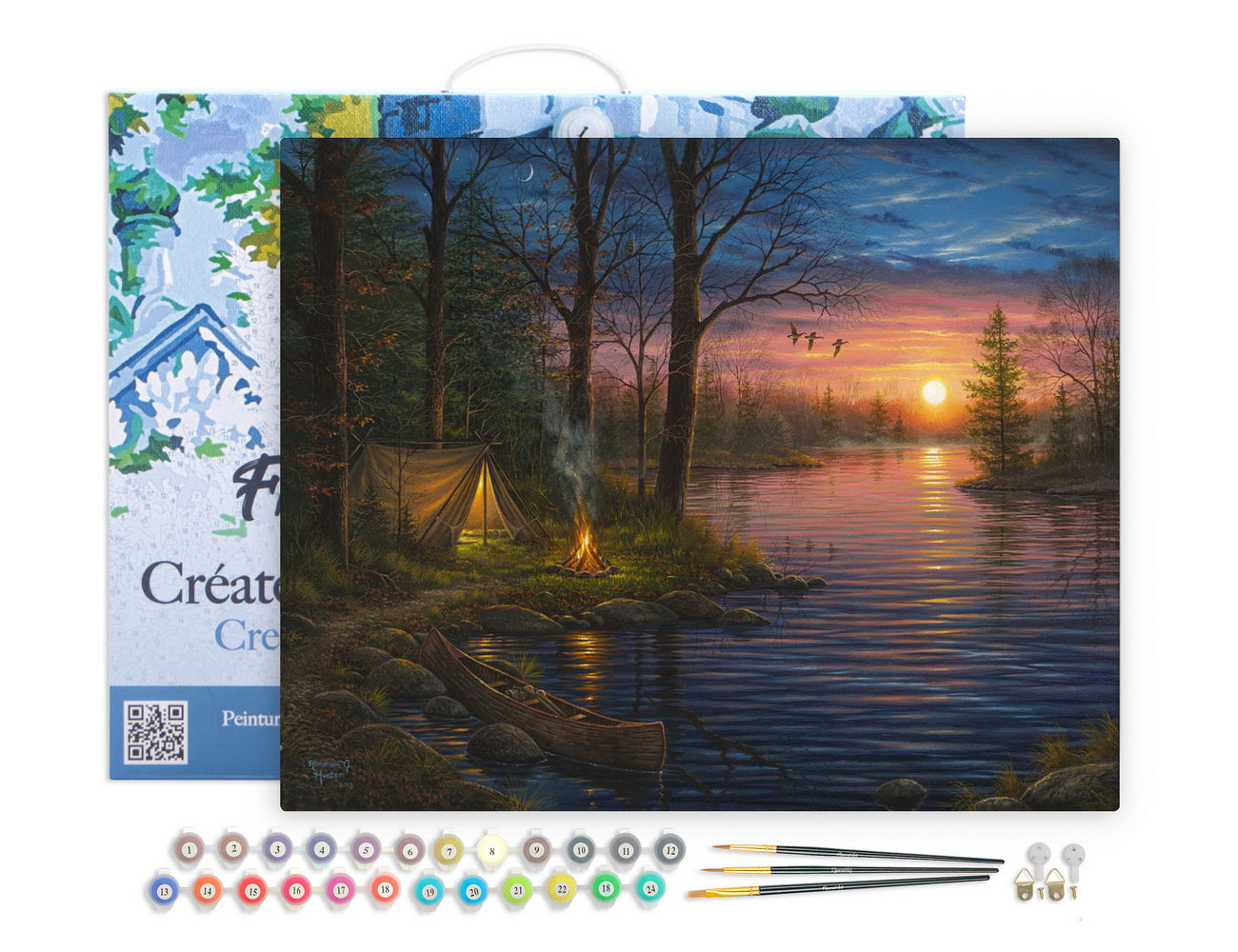 Paint by numbers kit Paint by Numbers Framed - Camping and Lake Figured'Art